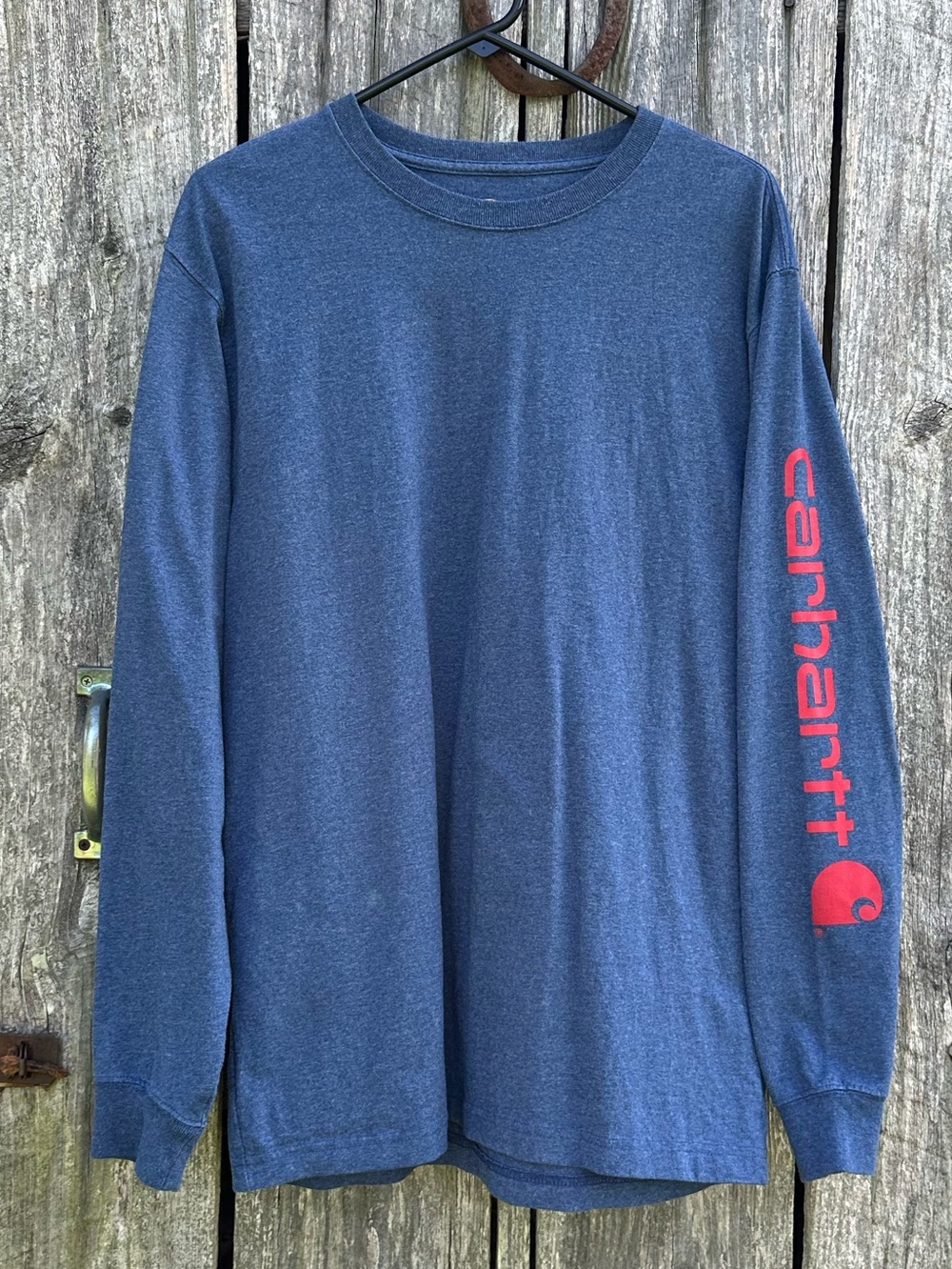 Carhartt Men’s Medium Original Fit Long Sleeve Logo Shirt Blue Red